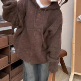 KANING Hooded Knitted Cardigan Women's New Languile Wind Solid-Colored Sweater Jacket In Autumn 2026