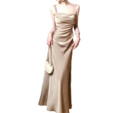 French-Style Fasting Dress Women 2026 Summer High-End Fold Design To Collect Waist Thin Dress