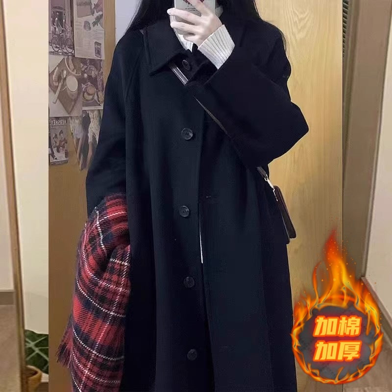 [Original Practice +390 Grams] Black Coat Female Wool Jacket 2025 Autumn And Winter New Small High-End