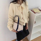 KANING Lazy Wind Bows Solid-Colored Knitted Cardigan 2026 Autumn And Winter New Korean Wearing Sweater Coat Women