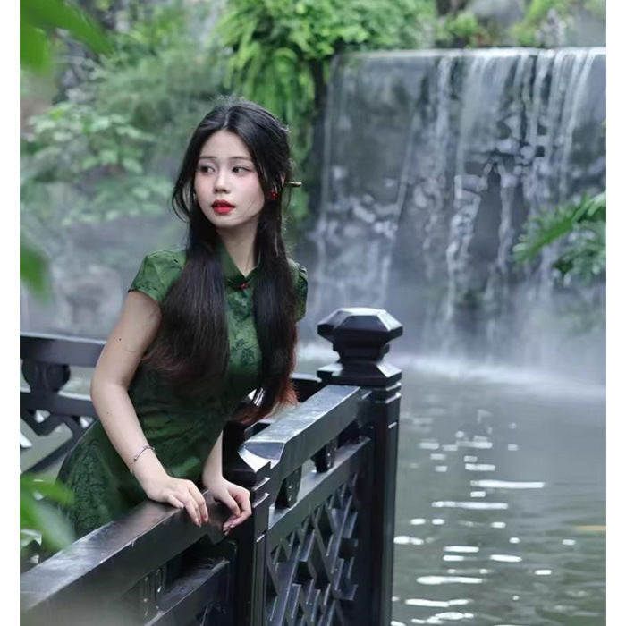 New Chinese-Style Improved Cheongsam Femininity Vintage Short-Sleeved Dress In 2025