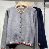 KANING British Collar Knitted Cardigan Women 2026 Autumn New Loose Thin Blouse Sweater Outside