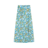 Seaside Holiday Style Suit French Rope Smear Vest Top Woman Summer Blue Floral Half Dress Two Sets