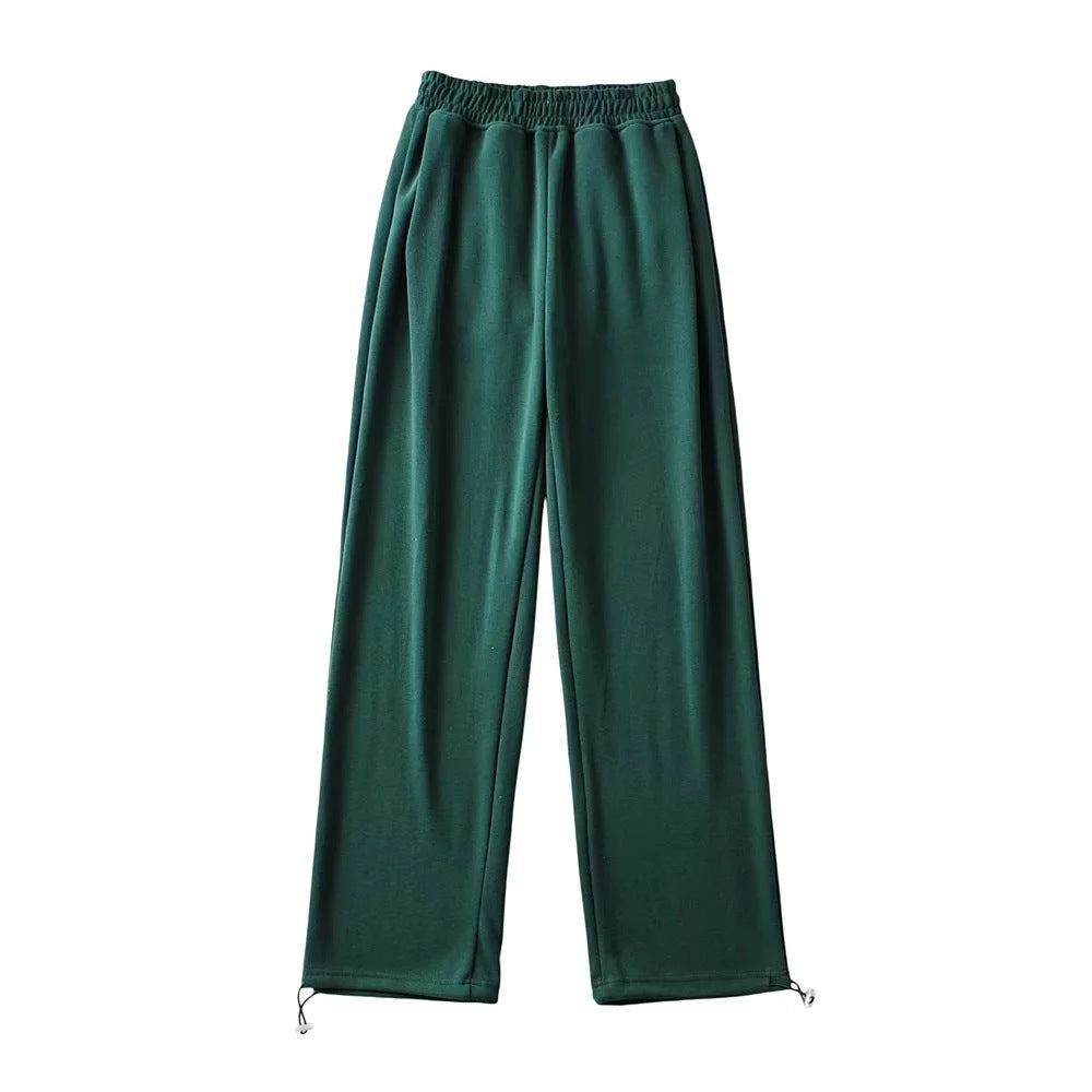 12 Color Loose Casual Foot Pants Women's Trousers Chic Dredging Sweatpants Straight Draw Rope Broad Leg Trousers Drag Floor Pants