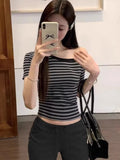 Spice Girls Sexy Slanted Side-Striped Short-Sleeved T-Shirt Girl Summer Body-In-Red Short-Hitting Blouse Woman T