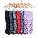 Ins Sexy Big-Lexed Fine-Skin Slinged Dress Girl 20 Summer Folds Elastic Tight-Blit-Bstice Dress