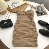 Micro Fat Mm Kinesi Cross Folded With Chest Cushion Dress Women Summer New Sexy Hot Girl Ass Short Skirt