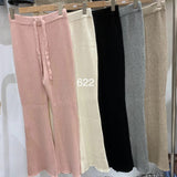 KANING Micro-Horn Knitted Trousers Women's Autumn And Winter Fashion High-Waisted Thin Trousers Lanky Soft Tug Trousers