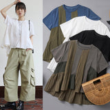 A Large Number Of Products Light Retro Chiffon Splicing Coat Women 2026 Summer New Set Of Short-Sleeved Shirt