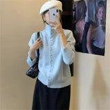 KANING Gentle Wind And High-Collar Soft-Collared Sweater Women 2026 Autumn And Winter New Korean Buckle Knitted Open Shirt