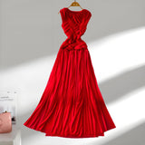 Small-Round Fashionable Ocean Air Knotted Net Collar Dress Women Autumn Waist Thin Swollen Dress Elegant Dress