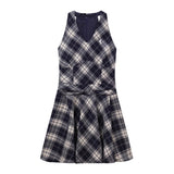 [Original Practice] French V-Neck Hanging Neck Lattice Dress Women's New Summer Temperament To Be Short