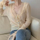 Spring New Lace Sister High-End Knitted Cardigan French Bodywear