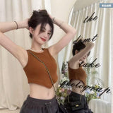 Temperament Sweet Hottie Sexy Sling Vest Women Summer New Design Sense Of Irregular Short Top