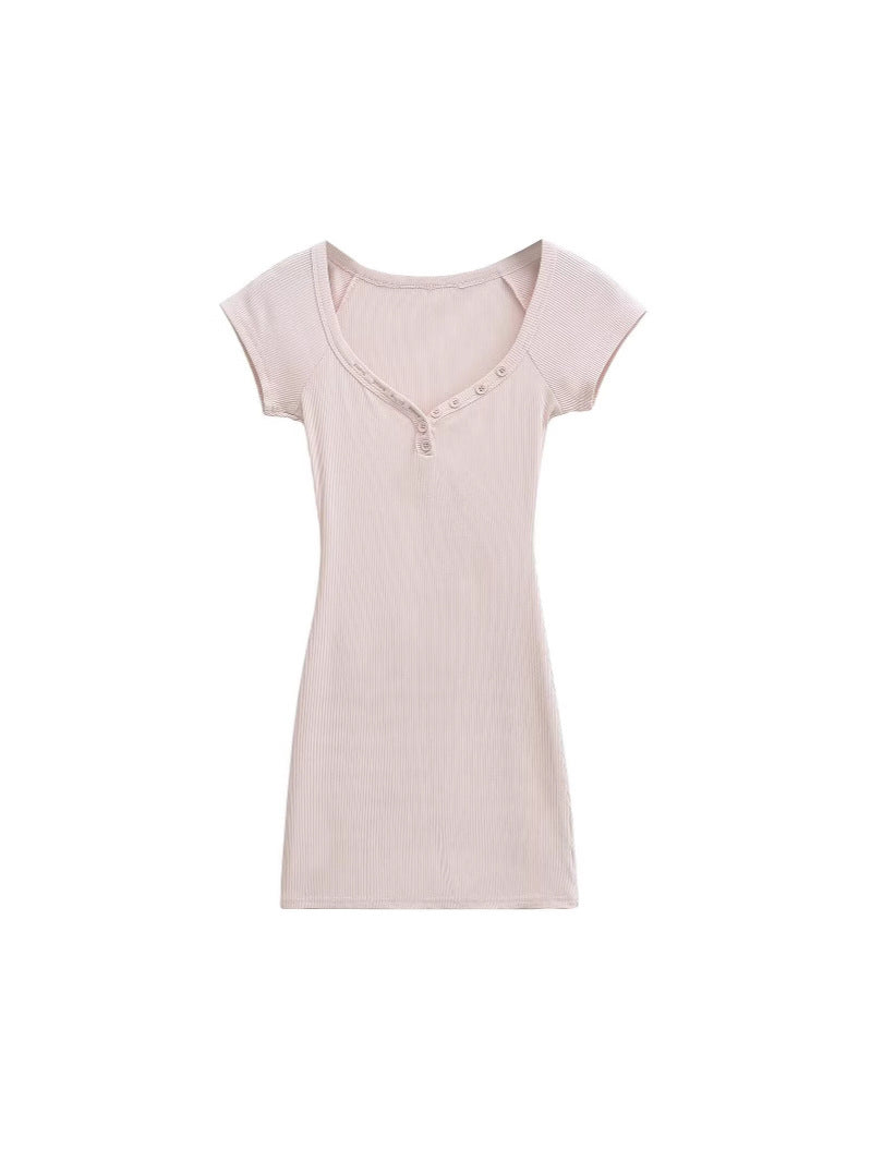 Spice Girls New Solid Color 2025 Summer Babes Heart Collar Thin Ass Hip Dress Skirt