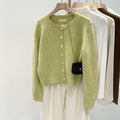 KANING Solid Color Simple Round-Neck Knitted Cardigan Women's New Oceanic Design Sweater T-Shirt 2026 Autumn And Winter