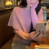 Kaning French Red Cloak Fake Two-Piece Knitted Shirt 2026 Autumn And Winter New Design Sweater Inside