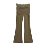 Spice Lace Splicing Horn Trousers Bag Casual Repair Leg Long Fashion Trousers