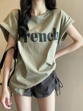 Ins Pure Desire 2026 New Summer Net Red Shoulder Short-Sleeved T-Shirt Loose Women's Tops Appear Thin Bottom Women's T-Shirt