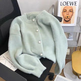 Kaning Milk White Imitation Water Velvet Sweater Coat 2026 Autumn And Winter New Loose Lazy Wind Knitted Open Shirt