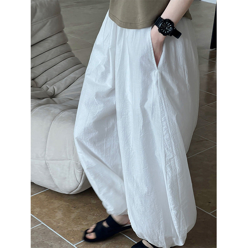 Summer Japan And South Korea New Large-Size Loose Lantern Trousers Women's Design Wide Leg Pants Cotton Trousers