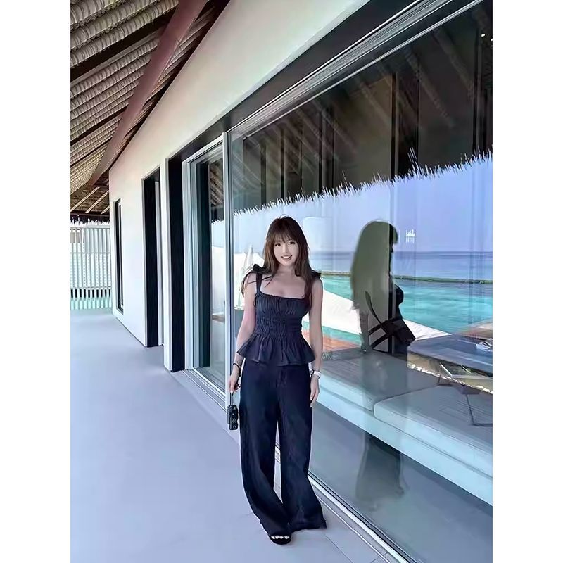 Solid Color Design Small Sling Vest Women's Summer Hottie Wind Repair Slimming Tops Thin Top