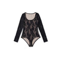 Fashion New Lace Splicing Long Sleeve Crobrate Crobrate Yarn Net Hollow Hook Babes Conjoined Shirt