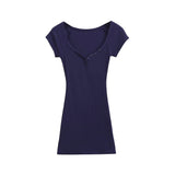 Spice Girls New Solid Color 2025 Summer Babes Heart Collar Thin Ass Hip Dress Skirt