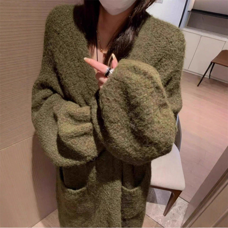 KANING Korean Languid T-Shirt In The Lazy Wind 2026 Autumn Dress New Women's Knee Sweater Long Coat