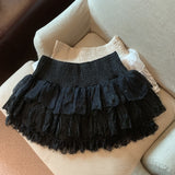 Net Red The Same 2026 Four Seasons New Small Fragrant Lace Lace Skirt Sweet Baboon Cake Skirt Fluffy Skirt