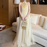 Shake The New Chinese Style Embroidered Dress Women 2026 Summer New French Temperament Screen Yarn Long Skirt