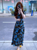 Bubble Sleeves Wneck Dress Women's Summer New Seaside Resort Style High-End Temperament Waist A Word Long Dress