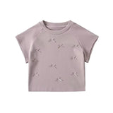 Sweet Hottie Bows Short-Sleeved Summer Round-Neck Fashion Short-Term Navel Bottom Shirt T-Shirt Three-Dimensional Personality