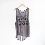 Fashion Sports Fitness Yoga Vest Women's Summer Loose Letter Buff Perspective Mesh Hoodie Top