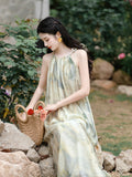 Loose Sleeveless And Unscuttered Hanging Neck Dress Summer Lazy Temperament Leisure Holiday Small Knee Dress