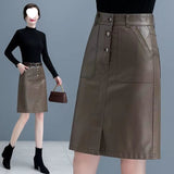 Half-Dress Women's Autumn And Winter 2025 New Korean Version Of The Thin A-Word Bag Hip Skirt High-Waist PU Small Leather Skirt Short Skirt