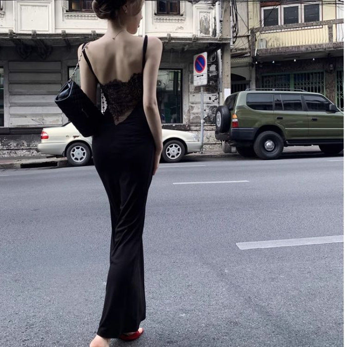 Suspension Fish Tail Dew Back Lace Open Dress Women's Spring Dress 2025 New Swaying Feeling Full