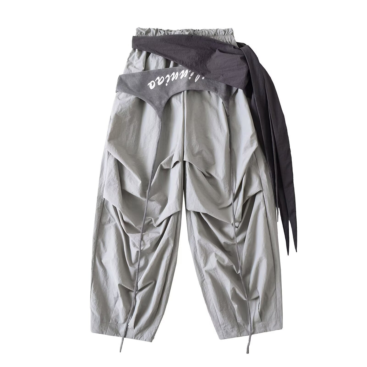 Spring And Summer New Personality Niche Civeds Loose Broad Leg Trousers Two-Piece Strapping Rope Tooling