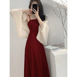2025 Summer New Soft Elegant Slim Waist Thin Sling Skirt Dress Woman