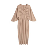 Autumn Languid French Elegant Dress Famous Temperament Babes V-Neck Loose Cuff Dress