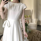 [Miss Yuki] Design Sense With Boat Collar Dress 2026 Summer New Korean High-End Feel Skirt Tide
