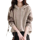 Sweater Women's Autumn/Winter 2026 New Lazy Casual Closure Hoods Long Sleeve T-Shirts Inside The Bottom Shirt