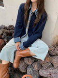 2026 New Net Red The Same Girl Knitting Two Splicing Tops Fashion Cardigan