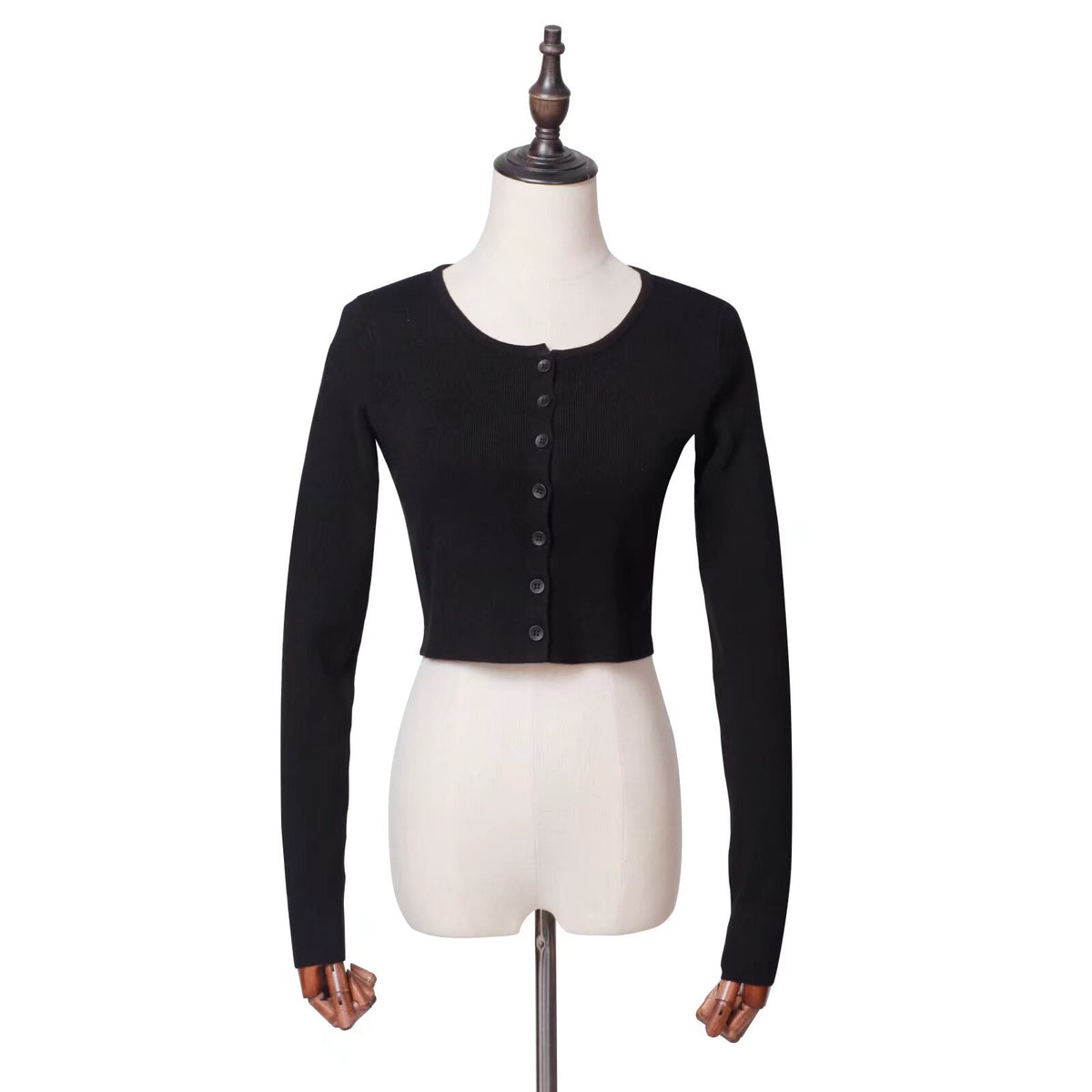Spring Repair Single-Dcupuncture Knitted Cardigan Short-Sleeved Original Collar Coat Top