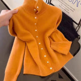 KANING Orange Collar Star Buckle Knitted Cardigan Women's New Spring 2026 High-End Soft-Collared Sweater