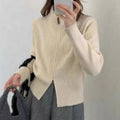 KANING Korean Version Of The Double Zipper Knitted Cardigan 2026 New Solid Color Simple Loose Red Sweater Jacket