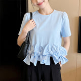 Sweet Wind Pink Short-Sleeved Bow Under The Pendulum Loose Top Woman 2026 Spring Reduced Princess Wind Jacket T-Shirt