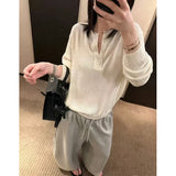 LEKA Korean Simple V-Neck Knitted Bottom Shirt 2026 Autumn And Winter New Half-Collar With Sweater Top Woman