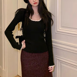 KANING Retro-Colored Bottom-Up Knitted Shirt 2026 Autumn New French Temperament To Wear Sweater Inside