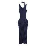 Pure Want To Miss Waist Retro Slim Long Sling Dress Women To Receive Waist Thin Vacation Vest Long Dress Summer